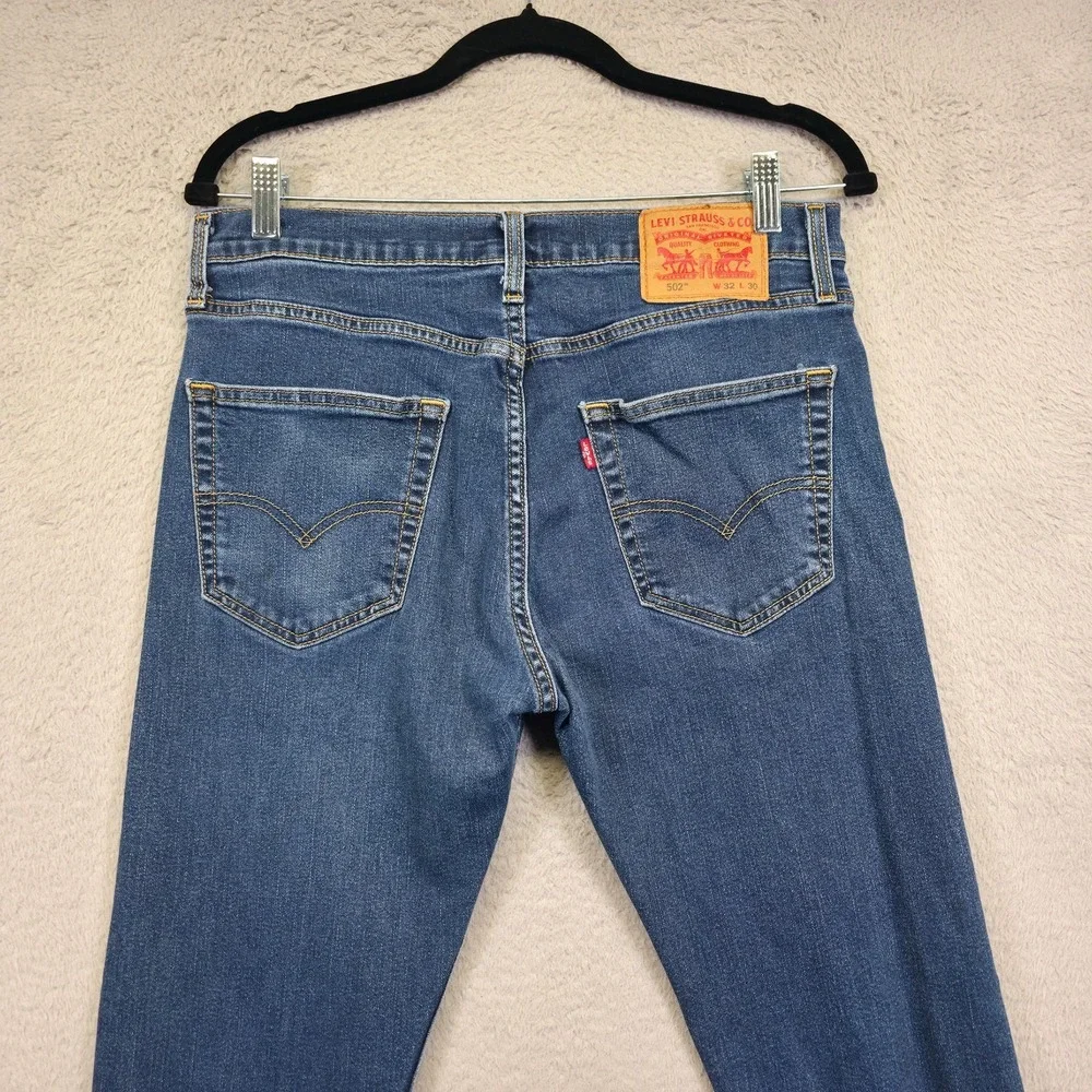 Levis 502 Jeans 32x30 Blue Taper Fit Medium‎ Wash Stretch Denim Classic 32x27